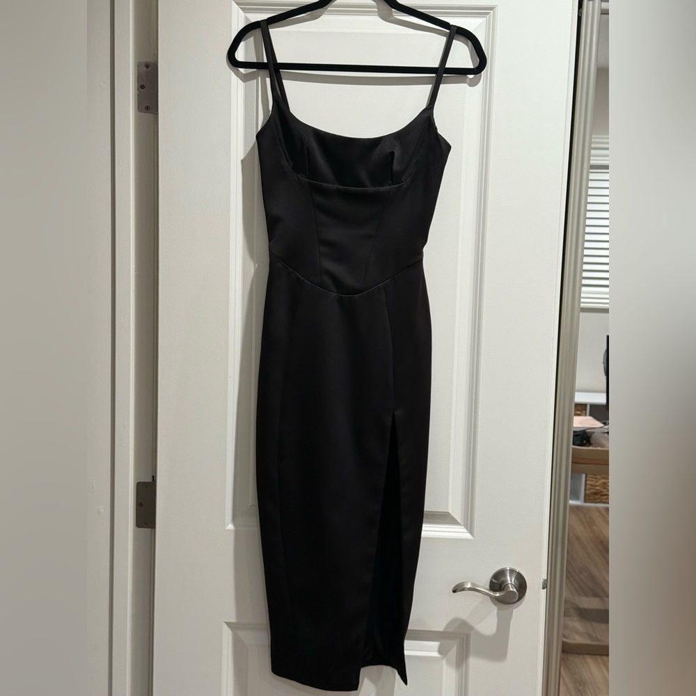 House of CB Casimira Black Satin Corset Dress